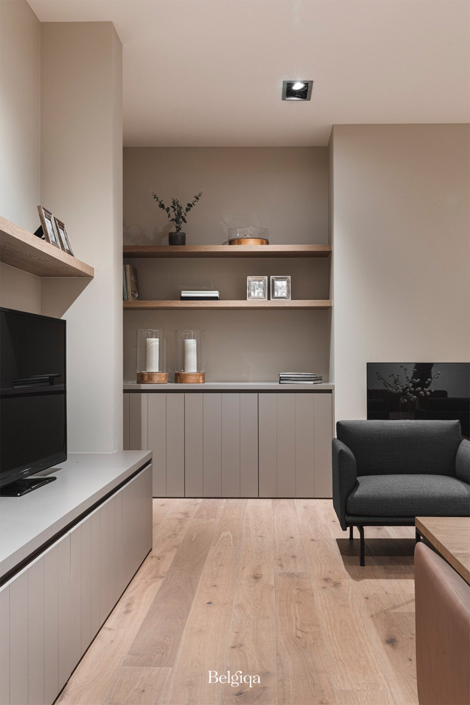 Transform Your Space with BLQ-GN. European Oak engineered for strength, coastal tranquility. Light & dark grey tones